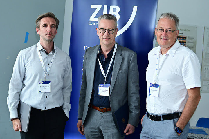 Christof Schütte and Sebastian Pokutta together with president of the FU Berlin Günter Ziegler